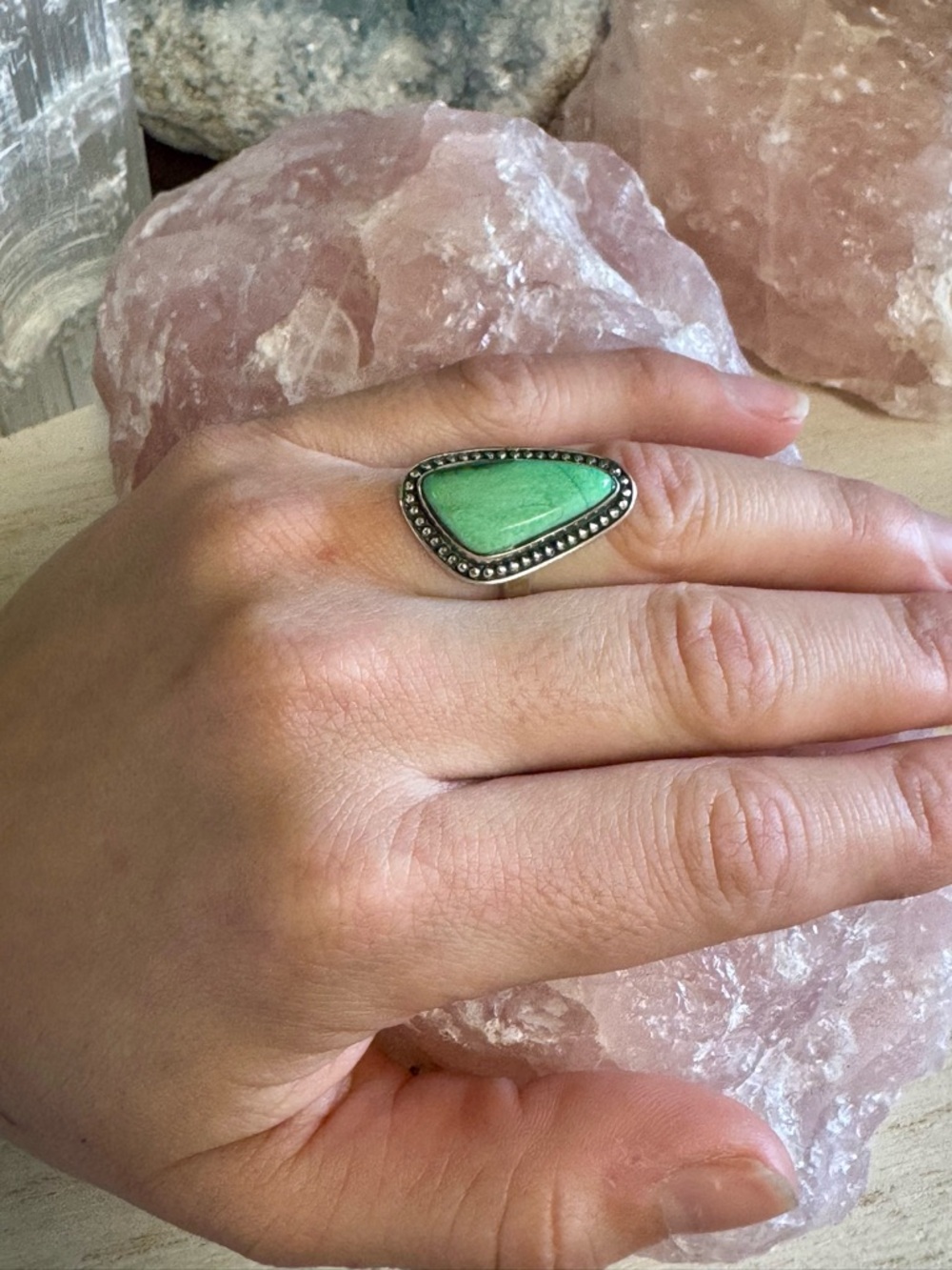 Green Variscite Sterling Silver Gemstone Ring - Size 6